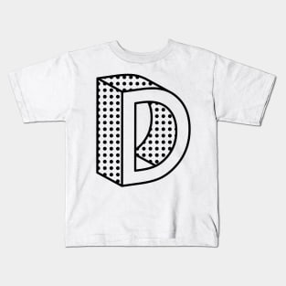 3D Ben Day Dot Isometric Letter D Kids T-Shirt